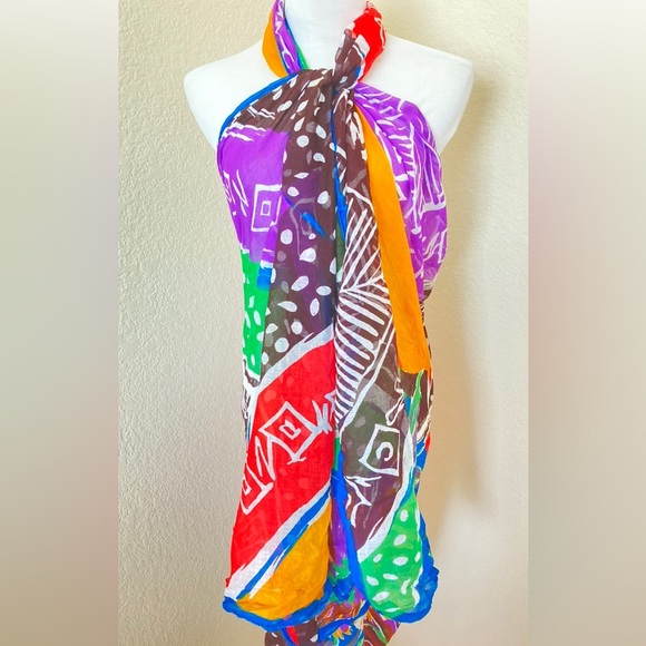 Beach pool cover wrap multi color cotton shawl beach shawl or pool cover - Picture 5 of 7